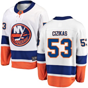 Adult Breakaway New York Islanders Casey Cizikas White Away Official Fanatics Branded Jersey