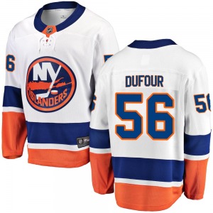 Adult Breakaway New York Islanders William Dufour White Away Official Fanatics Branded Jersey