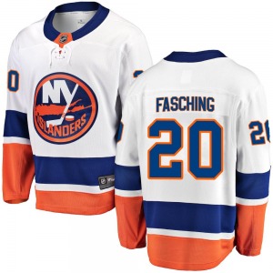 Adult Breakaway New York Islanders Hudson Fasching White Away Official Fanatics Branded Jersey