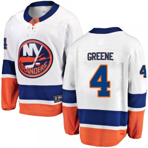 Adult Breakaway New York Islanders Andy Greene White Away Official Fanatics Branded Jersey