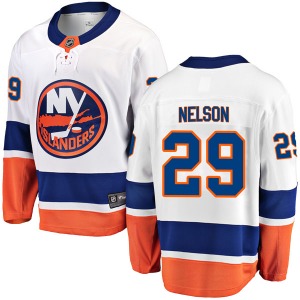 Adult Breakaway New York Islanders Brock Nelson White Away Official Fanatics Branded Jersey
