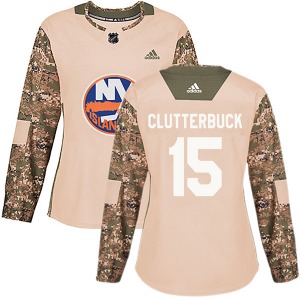 Women's Authentic New York Islanders Cal Clutterbuck Camo Veterans Day Practice Official Adidas Jersey
