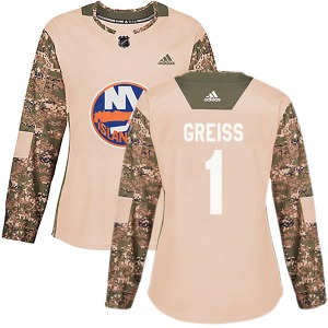 Women's Authentic New York Islanders Thomas Greiss Camo Veterans Day Practice Official Adidas Jersey