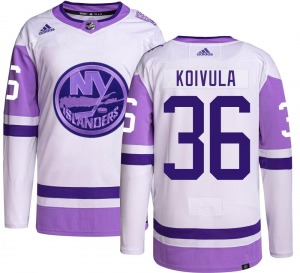 Youth Authentic New York Islanders Otto Koivula Hockey Fights Cancer Official Adidas Jersey