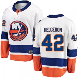 Youth Breakaway New York Islanders Seth Helgeson White Away Official Fanatics Branded Jersey