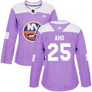 Women's Authentic New York Islanders Sebastian Aho Purple Fights Cancer Practice Official Adidas Jersey