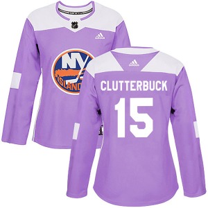 Women's Authentic New York Islanders Cal Clutterbuck Purple Fights Cancer Practice Official Adidas Jersey