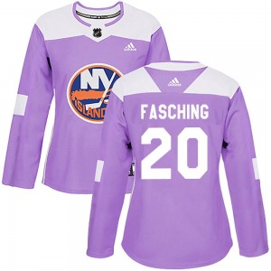 Women's Authentic New York Islanders Hudson Fasching Purple Fights Cancer Practice Official Adidas Jersey