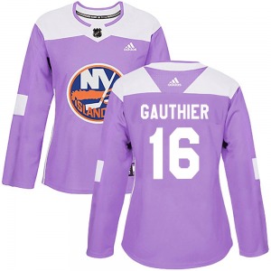 Women's Authentic New York Islanders Julien Gauthier Purple Fights Cancer Practice Official Adidas Jersey