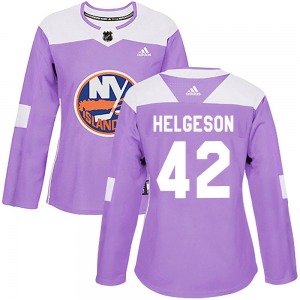 Women's Authentic New York Islanders Seth Helgeson Purple Fights Cancer Practice Official Adidas Jersey