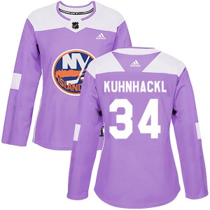Women's Authentic New York Islanders Tom Kuhnhackl Purple Fights Cancer Practice Official Adidas Jersey