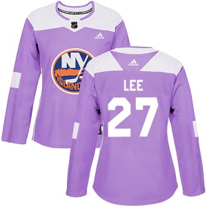 Women's Authentic New York Islanders Anders Lee Purple Fights Cancer Practice Official Adidas Jersey