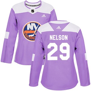 Women's Authentic New York Islanders Brock Nelson Purple Fights Cancer Practice Official Adidas Jersey