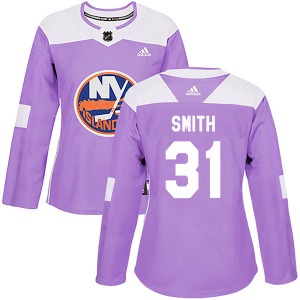 Women's Authentic New York Islanders Billy Smith Purple Fights Cancer Practice Official Adidas Jersey
