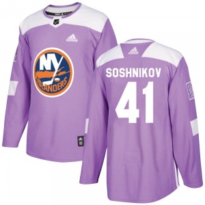 Adult Authentic New York Islanders Nikita Soshnikov Purple Fights Cancer Practice Official Adidas Jersey