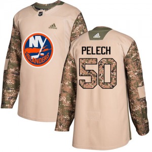 Adult Authentic New York Islanders Adam Pelech Camo Veterans Day Practice Official Adidas Jersey