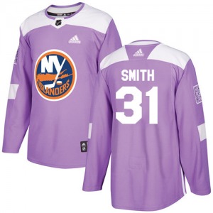 Adult Authentic New York Islanders Billy Smith Purple Fights Cancer Practice Official Adidas Jersey