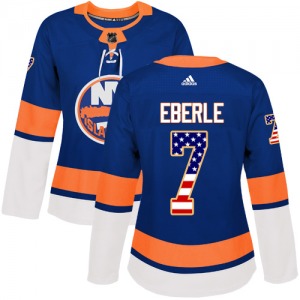 Women's Authentic New York Islanders Jordan Eberle Royal Blue USA Flag Fashion Official Adidas Jersey