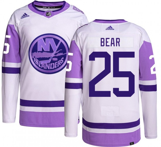 Adult Authentic New York Islanders Ethan Bear Hockey Fights Cancer Official Adidas Jersey