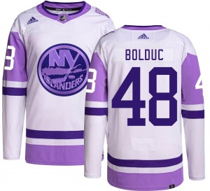 Adult Authentic New York Islanders Samuel Bolduc Hockey Fights Cancer Official Adidas Jersey
