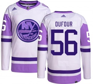 Adult Authentic New York Islanders William Dufour Hockey Fights Cancer Official Adidas Jersey