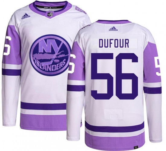 Adult Authentic New York Islanders William Dufour Hockey Fights Cancer Official Adidas Jersey