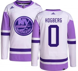 Adult Authentic New York Islanders Marcus Hogberg Hockey Fights Cancer Official Adidas Jersey