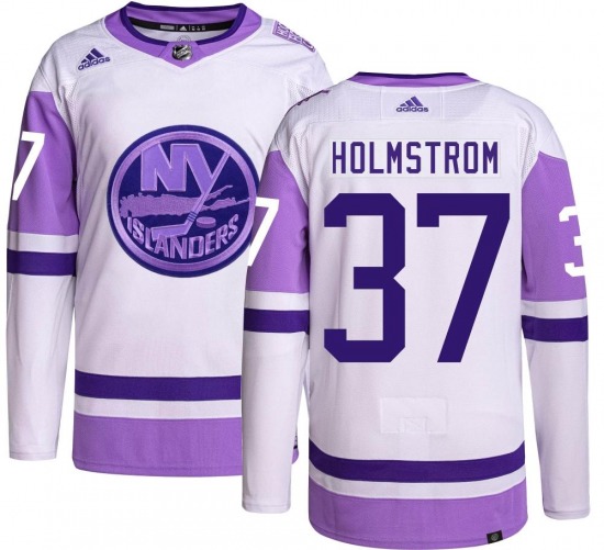 Adult Authentic New York Islanders Simon Holmstrom Hockey Fights Cancer Official Adidas Jersey