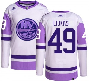 Adult Authentic New York Islanders Eetu Liukas Hockey Fights Cancer Official Adidas Jersey