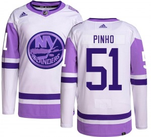 Adult Authentic New York Islanders Brian Pinho Hockey Fights Cancer Official Adidas Jersey