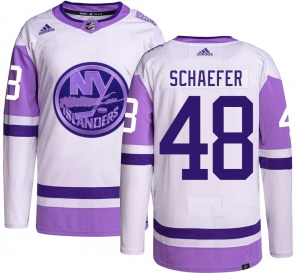 Adult Authentic New York Islanders Matthew Schaefer Hockey Fights Cancer Official Adidas Jersey