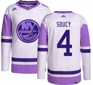 Adult Authentic New York Islanders Carson Soucy Hockey Fights Cancer Official Adidas Jersey