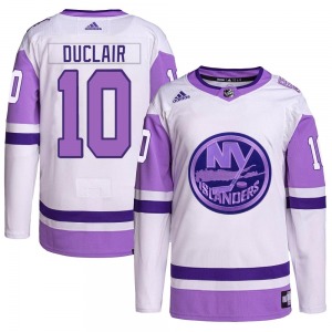 Adult Authentic New York Islanders Anthony Duclair White/Purple Hockey Fights Cancer Primegreen Official Adidas Jersey