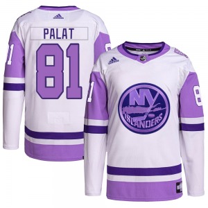 Adult Authentic New York Islanders Ondrej Palat White/Purple Hockey Fights Cancer Primegreen Official Adidas Jersey
