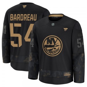 Youth Premium New York Islanders Cole Bardreau Black 2024 Military Appreciation Practice Official Fanatics Jersey