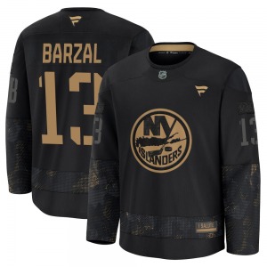 Youth Premium New York Islanders Mathew Barzal Black 2024 Military Appreciation Practice Official Fanatics Jersey