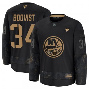 Youth Premium New York Islanders Adam Boqvist Black 2024 Military Appreciation Practice Official Fanatics Jersey