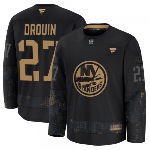 Youth Premium New York Islanders Jonathan Drouin Black 2024 Military Appreciation Practice Official Fanatics Jersey
