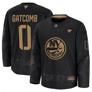 Youth Premium New York Islanders Marc Gatcomb Black 2024 Military Appreciation Practice Official Fanatics Jersey