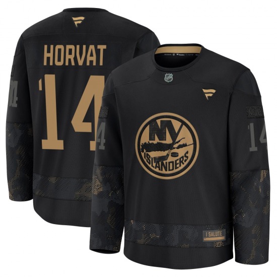 Youth Premium New York Islanders Bo Horvat Black 2024 Military Appreciation Practice Official Fanatics Jersey