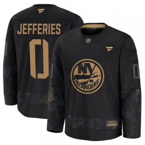 Youth Premium New York Islanders Alex Jefferies Black 2024 Military Appreciation Practice Official Fanatics Jersey