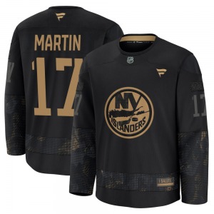 Youth Premium New York Islanders Matt Martin Black 2024 Military Appreciation Practice Official Fanatics Jersey