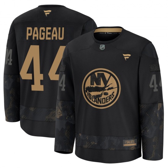 Youth Premium New York Islanders Jean-Gabriel Pageau Black 2024 Military Appreciation Practice Official Fanatics Jersey