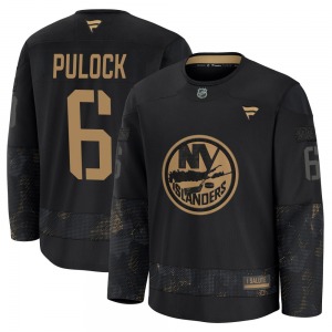 Youth Premium New York Islanders Ryan Pulock Black 2024 Military Appreciation Practice Official Fanatics Jersey