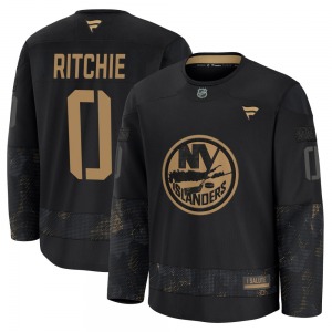Youth Premium New York Islanders Calum Ritchie Black 2024 Military Appreciation Practice Official Fanatics Jersey