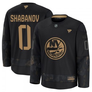 Youth Premium New York Islanders Maxim Shabanov Black 2024 Military Appreciation Practice Official Fanatics Jersey