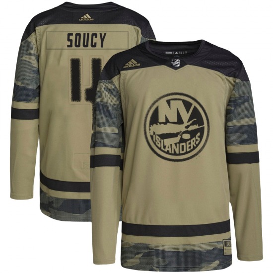 Youth Authentic New York Islanders Carson Soucy Camo Military Appreciation Practice Official Adidas Jersey