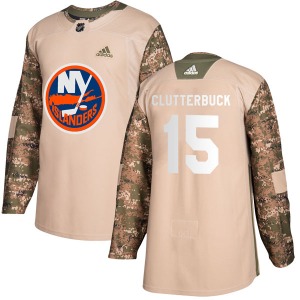 Youth Authentic New York Islanders Cal Clutterbuck Camo Veterans Day Practice Official Adidas Jersey