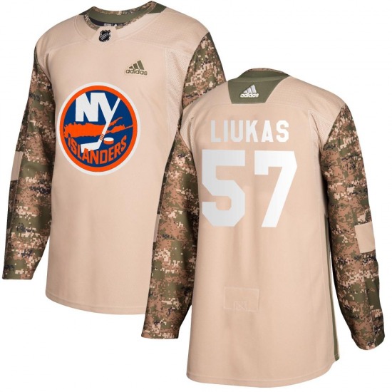 Adult Authentic New York Islanders Eetu Liukas Camo Veterans Day Practice Official Adidas Jersey