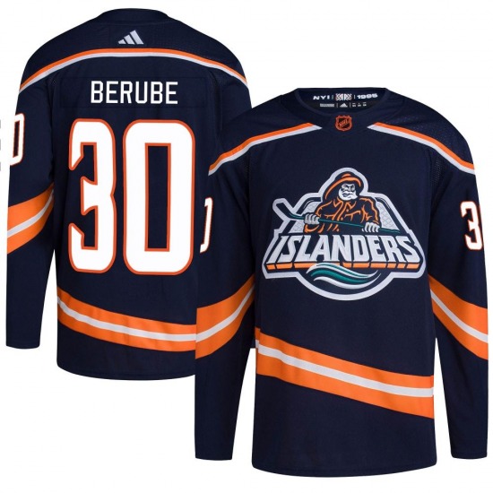 Adult Authentic New York Islanders Jean-Francois Berube Navy Reverse Retro 2.0 Official Adidas Jersey